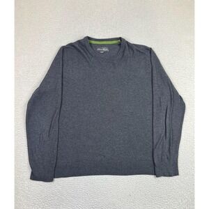 Eddie Bauer Sweater Mens Large Gray Merino Wool Blend Crewneck Pullover Knit